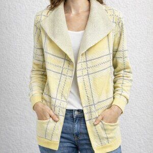 Talbots size M long sleeve bright yellows with gray accents blazer, pockets